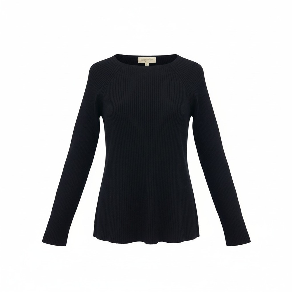 Easy Spirit Black Ribbed Stretch Sweater Size 2